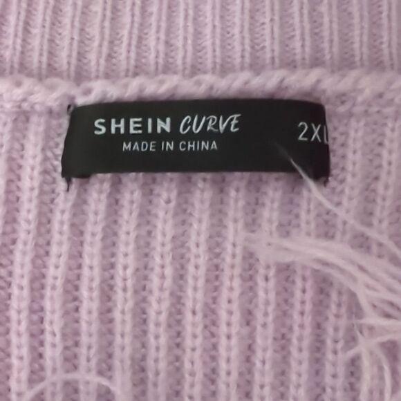 SHEIN Color Block Shark bite Hem V Neck Sweater - Picture 5 of 6